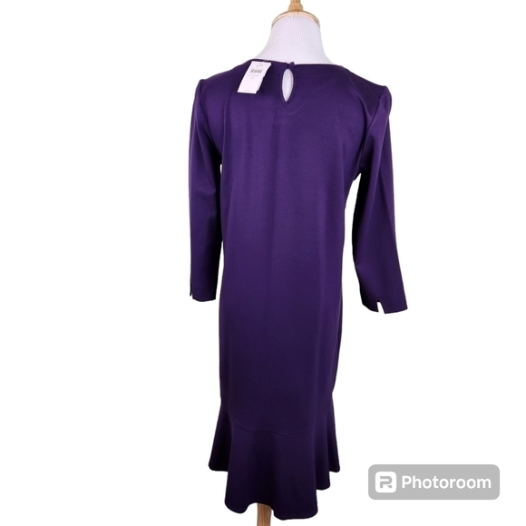 NWT J Jill Ruffle Hem Dress Blackberry Purole Stretch, sz S - Picture 2 of 10